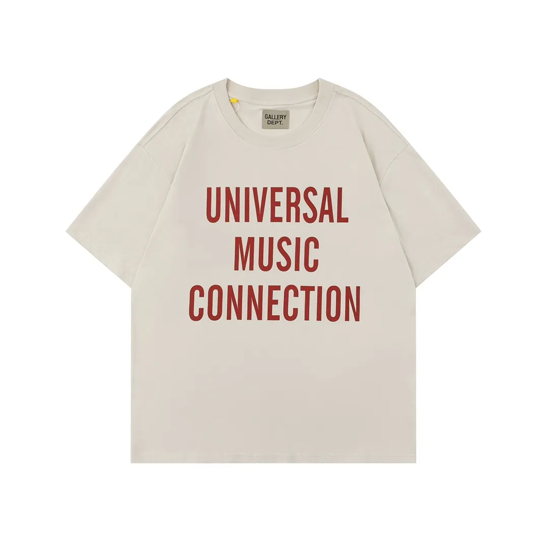 Model D121 Gallery dept European and American washed trendy brand printed short-sleeved T-shirts are the same for men and women. After washing and shaping, they will not change shape and will not pill. The fabric is soft, comfortable and breathable, apricot color S to XL, P106